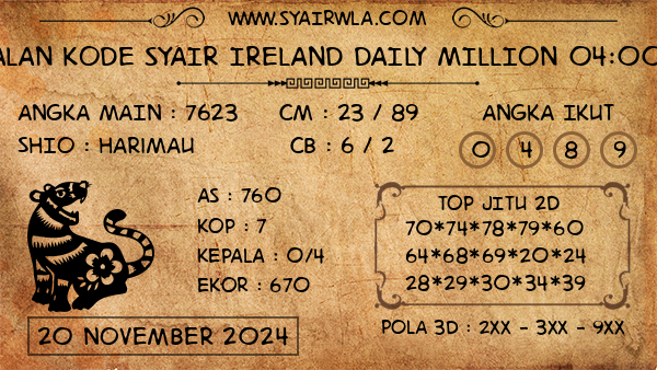 Prediksi Ireland Daily Million 04:00 WIB