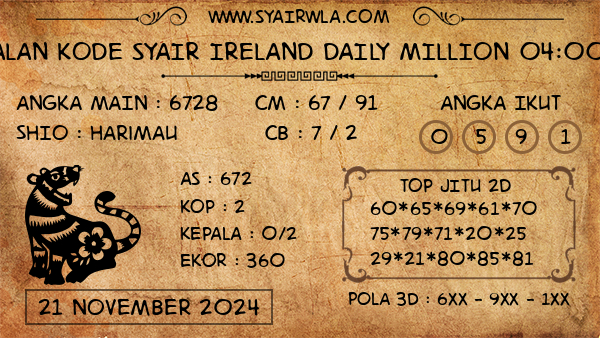 Prediksi Ireland Daily Million 04:00 WIB