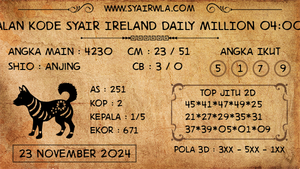 Prediksi Ireland Daily Million 04:00 WIB