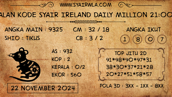 Prediksi Ireland Daily Million 21:00 WIB