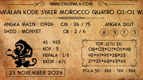 Prediksi Morocco Quatro 01:01 WIB